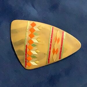 Vintage Ukrainian handcarved/painted wooden brooch.  Soviet folk art marked USSR